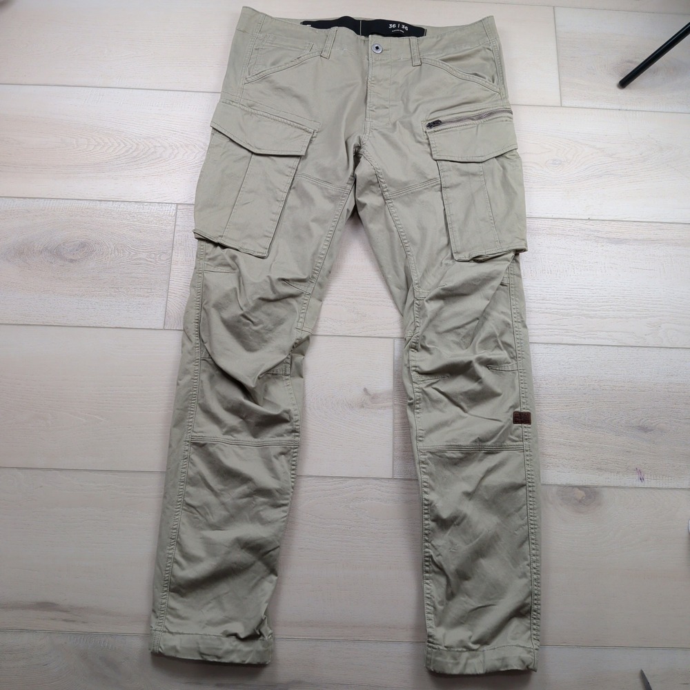 G-Star Raw Rovic Zip 3D Tapered Cargo Pants Mens 36x36 (Fits 36x34) Khaki Tan